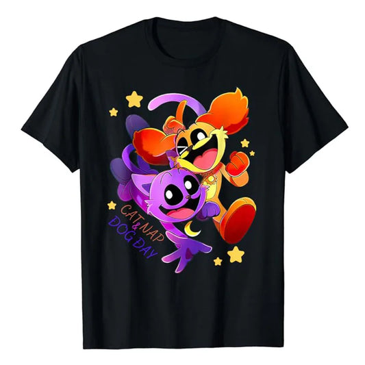Camiseta divertida para amantes de la siesta Hi Cats, Blusa manga corta con estampado gatito colorido, trajes encantador, regalos