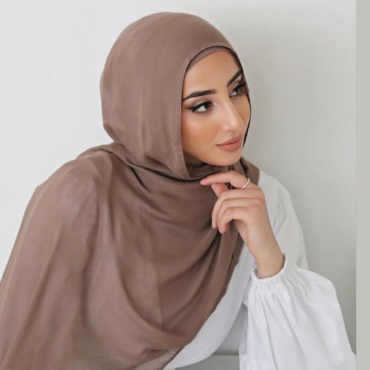 Hijab musulmán de algodón rayón para mujer, pañuelo liso gran tamaño, turbante islámico, diadema, 190x85cm